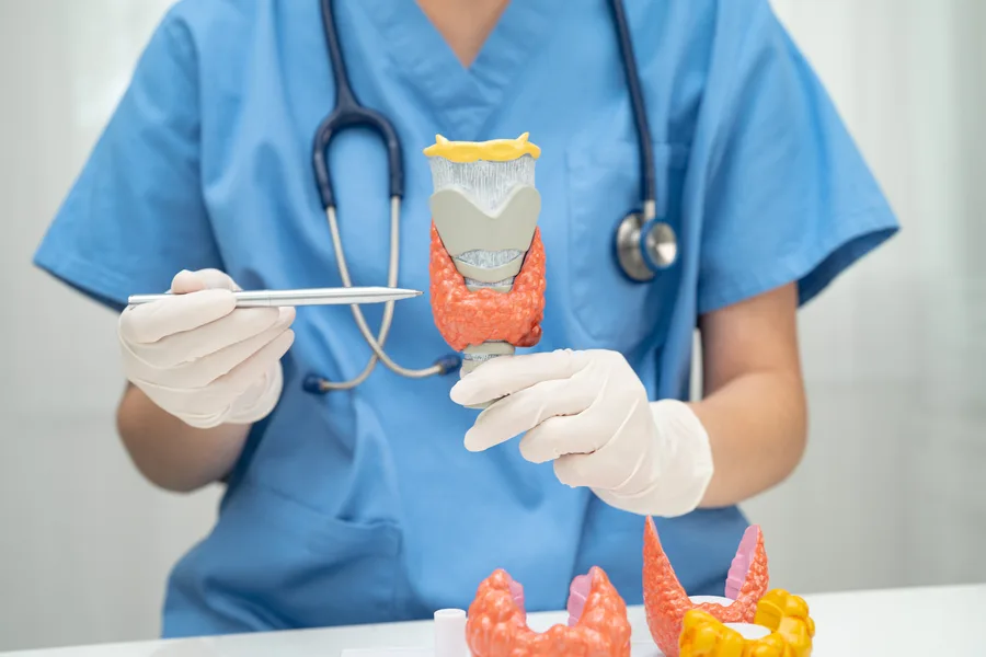 Surgical team performing thyroid surgery (stock image)